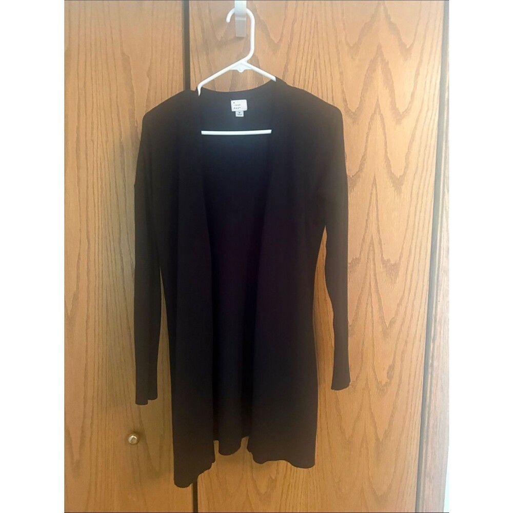 A New Day Black Long-Sleeve Open-Front Cardigan Dress